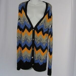 Michael Kors Multi Color Chevron Cardi Top Sz Med